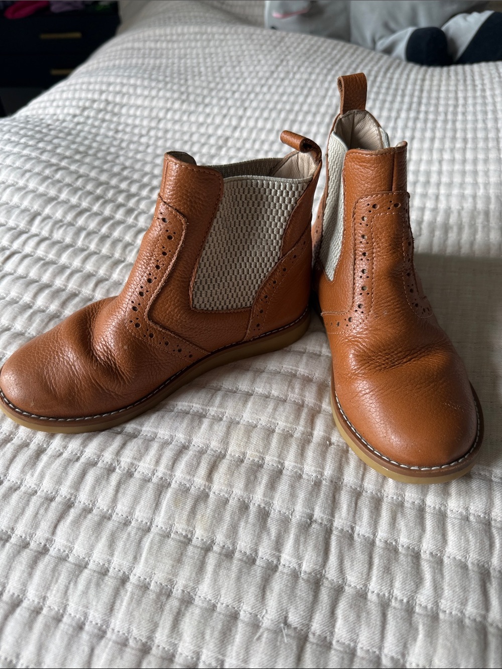 Elephantito Tan/Cognac Leather Chelsea Boots for Kids